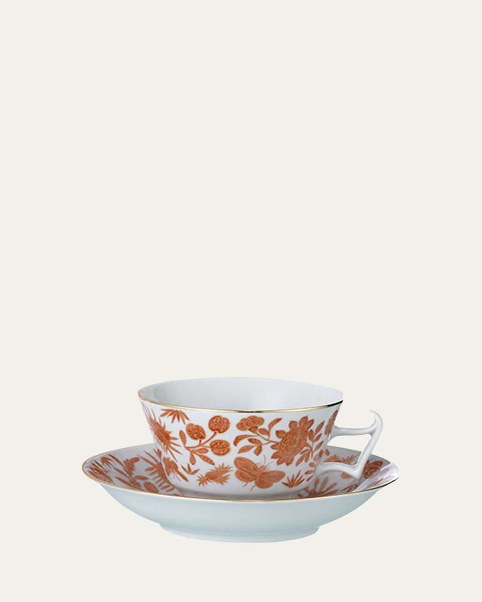Sacred Bird & Butterfly Teacup & Saucer Plate